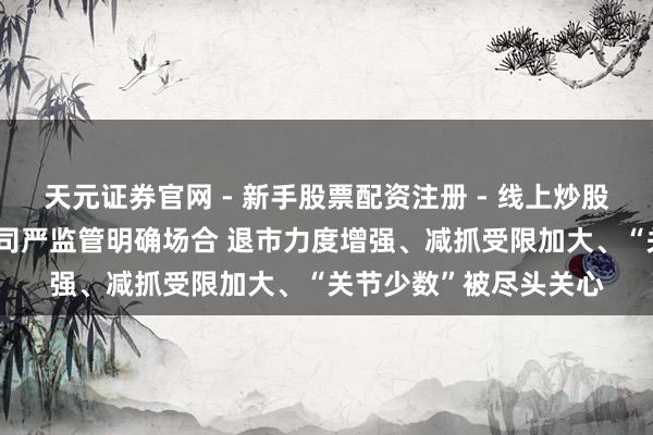 天元证券官网 - 新手股票配资注册 - 线上炒股杠杆如何开户 上市公司严监管明确场合 退市力度增强、减抓受限加大、“关节少数”被尽头关心
