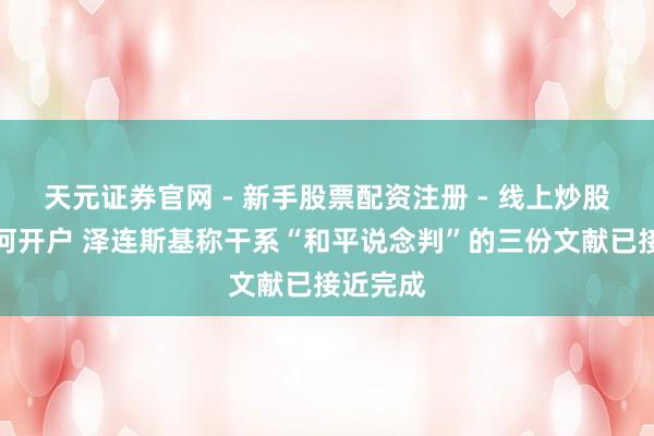 天元证券官网 - 新手股票配资注册 - 线上炒股杠杆如何开户 泽连斯基称干系“和平说念判”的三份文献已接近完成