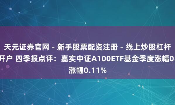 天元证券官网 - 新手股票配资注册 - 线上炒股杠杆如何开户 四季报点评：嘉实中证A100ETF基金季度涨幅0.11%