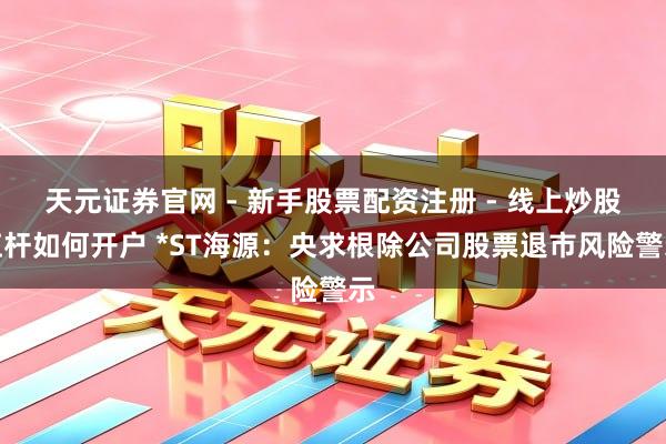 天元证券官网 - 新手股票配资注册 - 线上炒股杠杆如何开户 *ST海源：央求根除公司股票退市风险警示