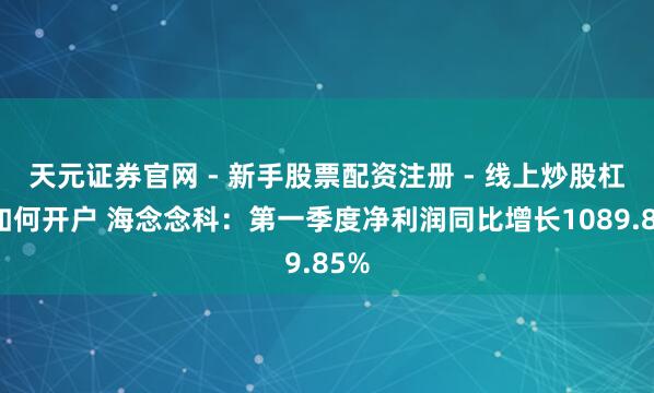 天元证券官网 - 新手股票配资注册 - 线上炒股杠杆如何开户 海念念科：第一季度净利润同比增长1089.85%